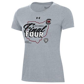 Women's Under Armour Heather Gray South Carolina Gamecocks 2024 NCAA Women's Basketball Tournament March Madness Final Four Locker Room T-Shirt