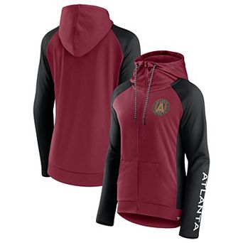 Women's Fanatics Red/Black Atlanta United FC Iconic Raglan Full-Zip Hoodie