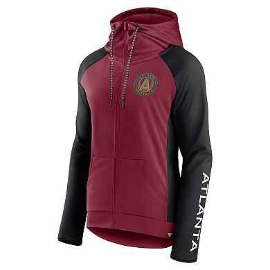 Women's Fanatics Red/Black Atlanta United FC Iconic Raglan Full-Zip Hoodie