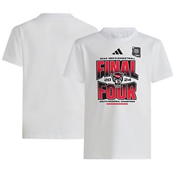 Youth adidas White NC State Wolfpack 2024 NCAA Men's Basketball Tournament March Madness Final Four T-Shirt