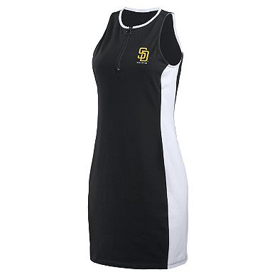 Women's WEAR by Erin Andrews Black San Diego Padres Color Block Quarter-Zip Sleeveless Dress