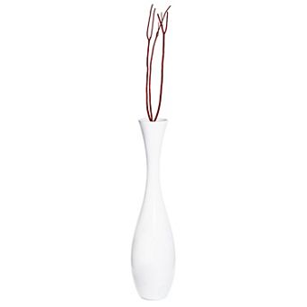 43 Inch Tall White Modern Fiberglass Narrow Trumpet Floor Vase