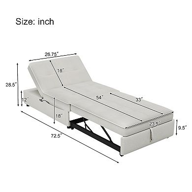 Merax 4-in-1 Sofa Bed，Multi-Function Folding Ottoman Bed