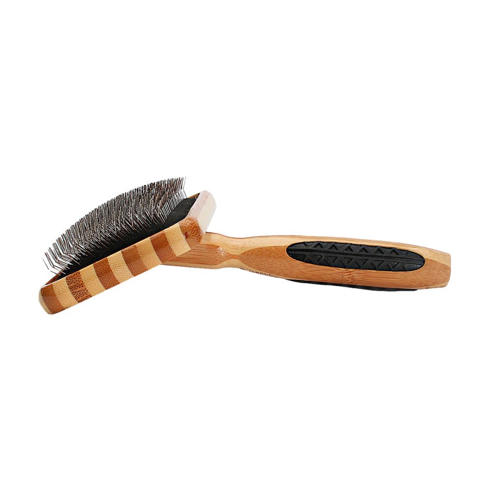 Bass Pet Brushes De-matting With 100% Premium Alloy Pin Soft Pure Bamboo Handle Large Slicker Style