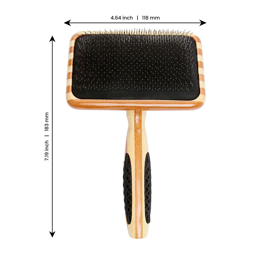 Bass Pet Brushes De-matting With 100% Premium Alloy Pin Soft Pure Bamboo Handle Large Slicker Style