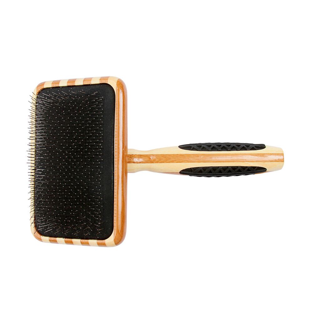 Bass Pet Brushes De-matting With 100% Premium Alloy Pin Soft Pure Bamboo Handle Large Slicker Style