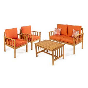 Everly 4 pc Modern Cottage Acacia Wood Outdoor Patio Set