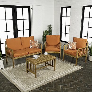 Everly 4-piece Modern Cottage Acacia Wood Outdoor Patio Set