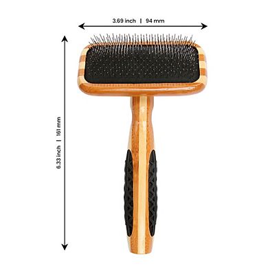 Bass Pet Brushes De-matting With 100% Premium Alloy Pin Soft Pure Wood Handle Small Slicker Style
