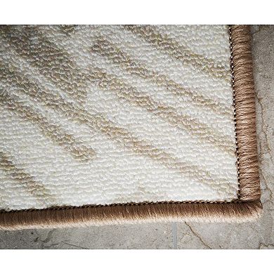 Deerlux Modern Living Room Area Rug With Nonslip Backing, Abstract Beige Chevron Strokes Pattern