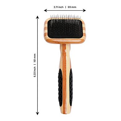 Bass Pet Brushes De-matting 100% Premium Alloy Pin Soft Pure Wood Handle Extra Small Slicker Style