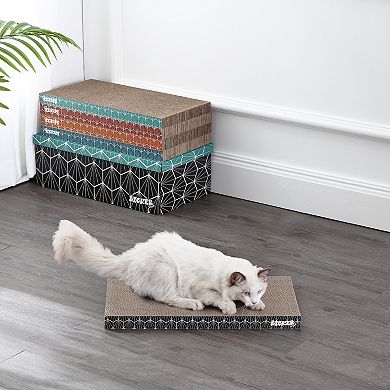 Naomi 17" Modern Cardboard Reversible Cat Scratcher Pad In Box With Catnip