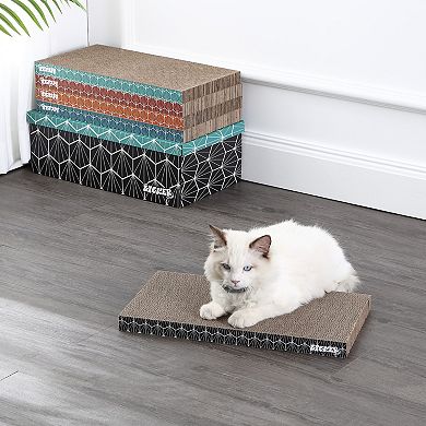 Naomi 17" Modern Cardboard Reversible Cat Scratcher Pad In Box With Catnip