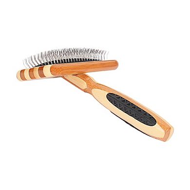 Bass Pet Brushes De-matting With 100% Premium Alloy Pin Firm Pure Wood Handle Medium Slicker Style