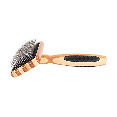 Bass Pet Brushes De-matting With 100% Premium Alloy Pin Firm Pure Wood Handle Medium Slicker Style