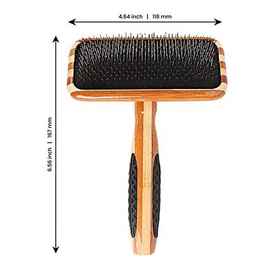 Bass Pet Brushes De-matting With 100% Premium Alloy Pin Firm Pure Wood Handle Medium Slicker Style