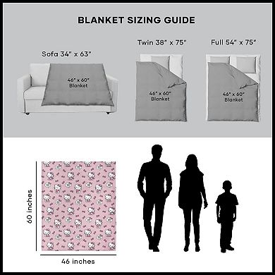 Hello Kitty Let's Bow Pink Silk Touch Throw Blanket