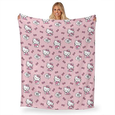 Hello Kitty Let's Bow Pink Silk Touch Throw Blanket