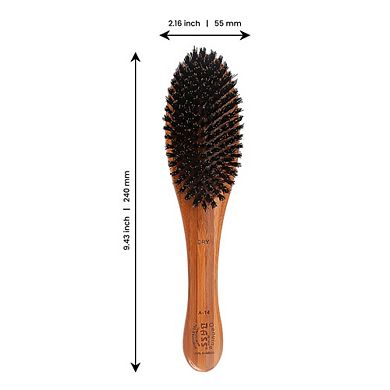 Bass Pet Brushes Shine & Condition With 100% Premium Natural Bristle Pure Wood Handle Full Oval