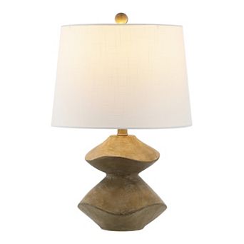 Laken 21.5" Minimalist Coastal Resin/iron 2-stack Cairn Led Table Lamp, Brown Wood Finish