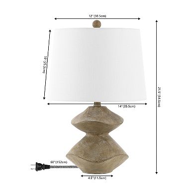 Laken 21.5" Minimalist Coastal Resin/iron 2-stack Cairn Led Table Lamp, Brown Wood Finish