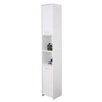Versatile 77" White Tall Storage Cabinet with 2 Doors and Adjustable Shelves, Linen Tower Cabinet