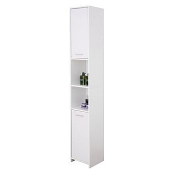 Versatile 77" White Tall Storage Cabinet with 2 Doors and Adjustable Shelves, Linen Tower Cabinet