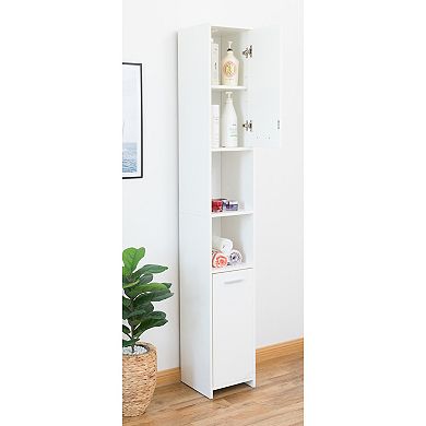 Versatile 77" White Tall Storage Cabinet with 2 Doors and Adjustable Shelves, Linen Tower Cabinet