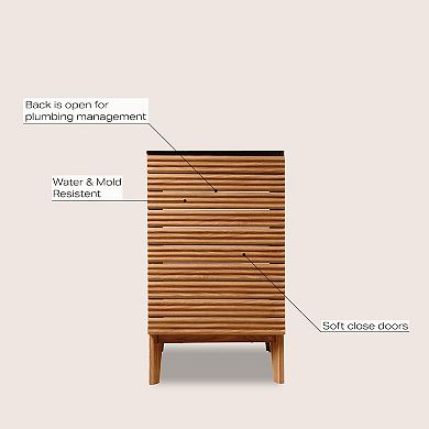 20w X 18d X 33h Thin Linear Slat 2-shelf Bath Vanity Cabinet Only (sink Basin Not Included)