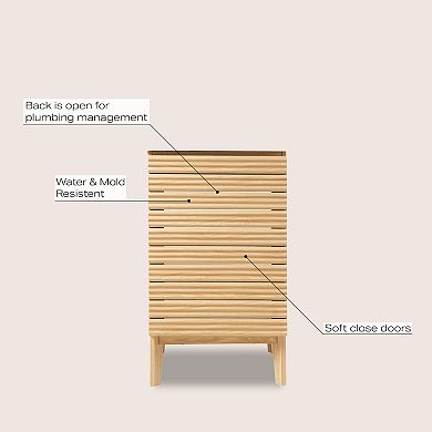 20w X 18d X 33h Thin Linear Slat 2-shelf Bath Vanity Cabinet Only (sink Basin Not Included)