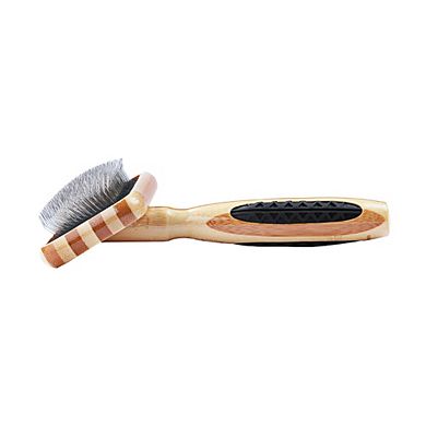 Bass Pet Brushes De-matting With 100% Premium Alloy Pin Soft Pure Wood Handle Medium Slicker Style