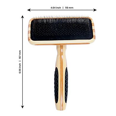 Bass Pet Brushes De-matting With 100% Premium Alloy Pin Soft Pure Wood Handle Medium Slicker Style