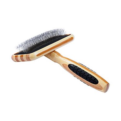 Bass Pet Brushes De-matting With 100% Premium Alloy Pin Soft Pure Wood Handle Medium Slicker Style