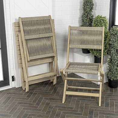 Javea Modern Coastal 3-piece Acacia Wood Outdoor Folding Bistro Set