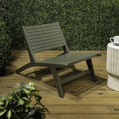 Leo Mid-Century Modern Wood Armless Outdoor Lounge Chair