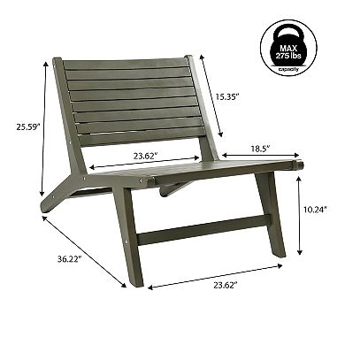 Leo Mid-Century Modern Wood Armless Outdoor Lounge Chair