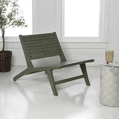 Leo Mid-Century Modern Wood Armless Outdoor Lounge Chair