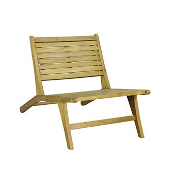Leo Mid-Century Modern Wood Armless Outdoor Lounge Chair