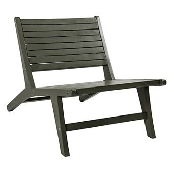 Leo Mid-Century Modern Wood Armless Outdoor Lounge Chair