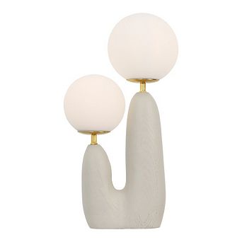 Oda 17.75" 2-Light Modern Bohemian Resin/Iron/Frosted Glass Danish Cactus LED Table Lamp
