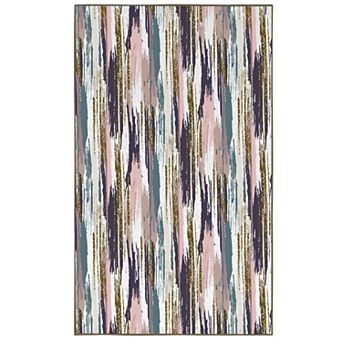 Deerlux Modern Living Room Area Rug With Nonslip Backing, Abstract Brushstrokes And Glitter Pattern