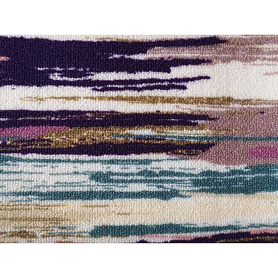 Deerlux Modern Living Room Area Rug With Nonslip Backing, Abstract Brushstrokes And Glitter Pattern