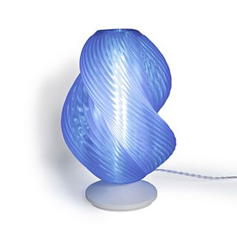 Gema 13.5" Mid-century Coastal Plant-based Pla 3d Printed Dimmable Led Table Lamp, Clear Blue/white