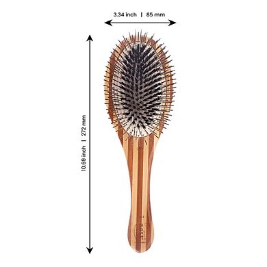 Bass Pet Brushes Shine & Condition, Patented & Award Winning, Nat. Bristle + Alloy Pin Wood Handle