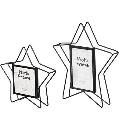 Modern Star Shape Black Metal Decor Photo Frame For Tabletop Display