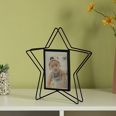 Modern Star Shape Black Metal Decor Photo Frame For Tabletop Display