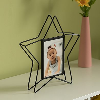 Modern Star Shape Black Metal Decor Photo Frame For Tabletop Display