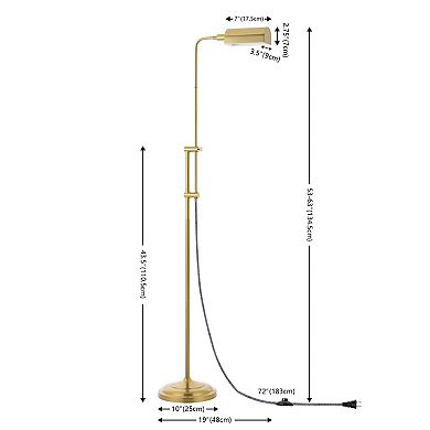 Zinnia 63" Industrial Minimalist Height-adjustable Iron Pharmacy Led Floor Lamp, Brass Gold