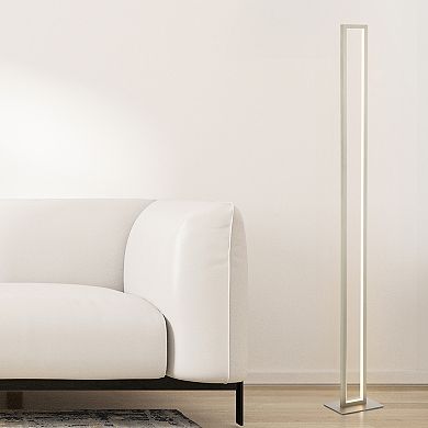 Johan 59.5" Modern Minimalist Aluminum Integrated Tower Led Floor Lamp, Nickel