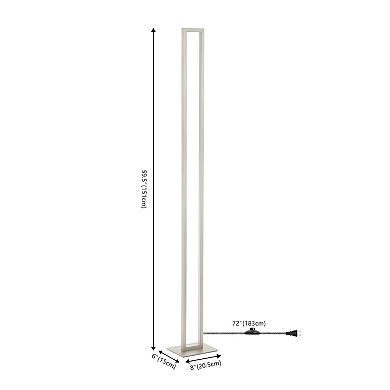 Johan 59.5" Modern Minimalist Aluminum Integrated Tower Led Floor Lamp, Nickel